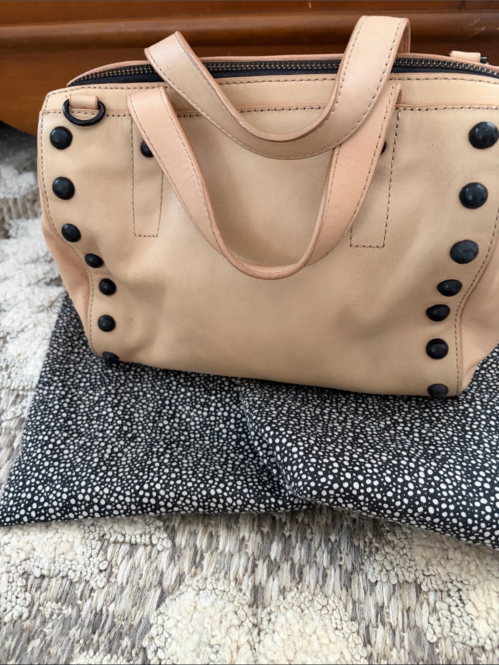 Loeffler Randall Beige Studded Leather Tote Bag